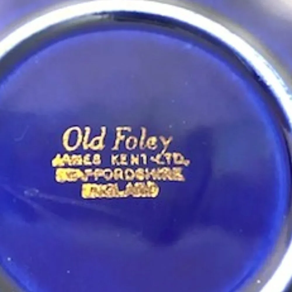 Vtg Old Foley James‎ Kent Staffordshire England Dish Cobalt Blue & Gold Floral